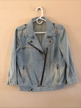 GAP Light Blue Denim Moto Jacket - Women